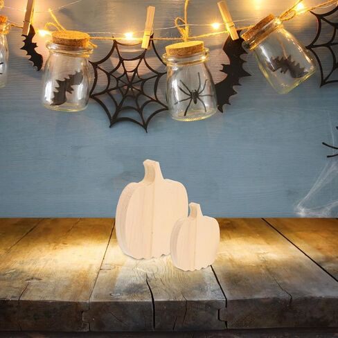 PRETYZOOM 3pcs Unfinished Pumpkin Table Sign, 2-4'' Small Wooden Pumpkin Blocks, Fall Tiered Tray Decor, Harvest Halloween Thanksgiving Table Centerpiece in Saudi Arabia
