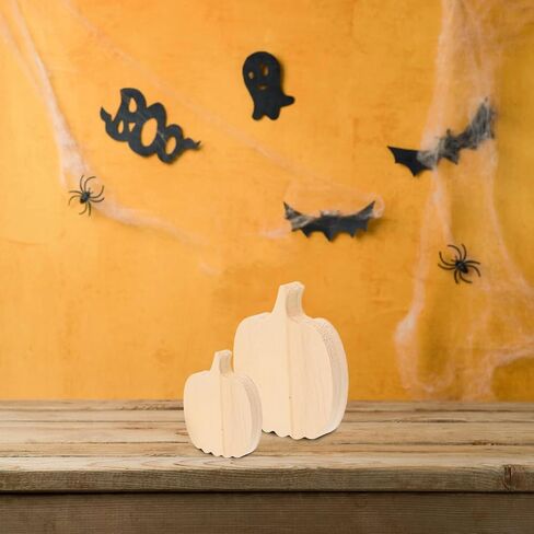 PRETYZOOM 3pcs Unfinished Pumpkin Table Sign, 2-4'' Small Wooden Pumpkin Blocks, Fall Tiered Tray Decor, Harvest Halloween Thanksgiving Table Centerpiece in Saudi Arabia