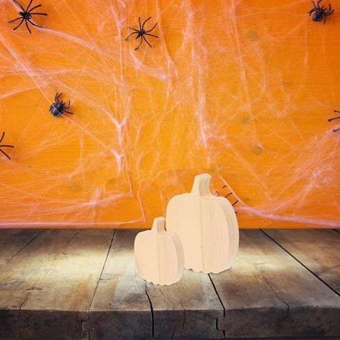 PRETYZOOM 3pcs Unfinished Pumpkin Table Sign, 2-4'' Small Wooden Pumpkin Blocks, Fall Tiered Tray Decor, Harvest Halloween Thanksgiving Table Centerpiece in Saudi Arabia