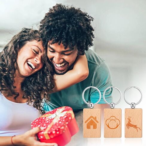 50 PCS فراغات مفاتيح خشبية ، نقش ليزر سلسلة مفاتيح سلسلة مفاتيح المستطيل الفارغ الفارغ الفار in Kuwait