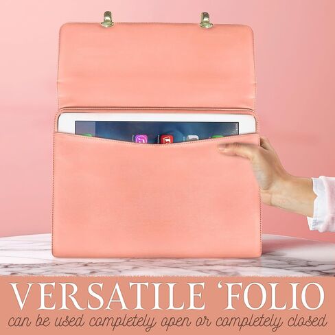 padfolio للنساء مع الابازيم الخارجية ، منظم محفظة ، محفظة جلدية للنساء ، محفظة الأعمال للنساء ، موثق padfolio مع الجيب اللوحي وحامل وسادة قانوني in Saudi Arabia