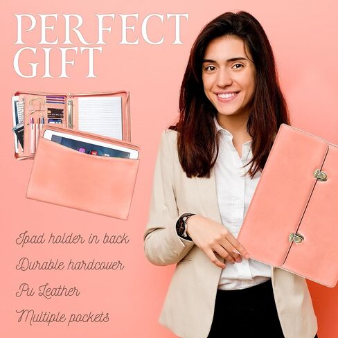 padfolio للنساء مع الابازيم الخارجية ، منظم محفظة ، محفظة جلدية للنساء ، محفظة الأعمال للنساء ، موثق padfolio مع الجيب اللوحي وحامل وسادة قانوني in Saudi Arabia