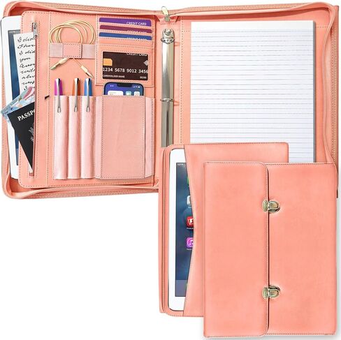 padfolio للنساء مع الابازيم الخارجية ، منظم محفظة ، محفظة جلدية للنساء ، محفظة الأعمال للنساء ، موثق padfolio مع الجيب اللوحي وحامل وسادة قانوني in Saudi Arabia