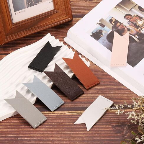 uxcell 6 Pcs Leather Bookmark, Classic Stitched Bookmarks Page Marker for Book Reading Book Lovers Reader Writers Accessories for Men Women Teachers, Black in Saudi Arabia