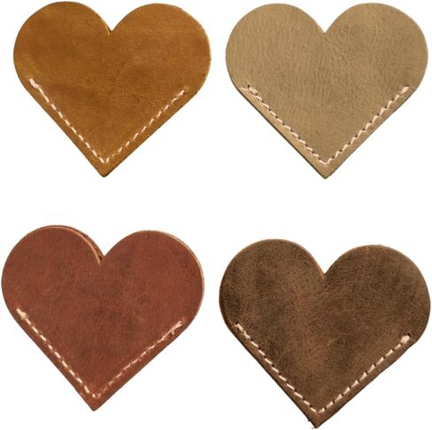 Genuine Leather Heart Bookmarks,4pcs Set Real leatehr Cute Corner Page Book Marks for Kids Women Book Accessories for Reading Lovers Teacher Handmade Gifts for School Office Home Supplies in Saudi Arabia