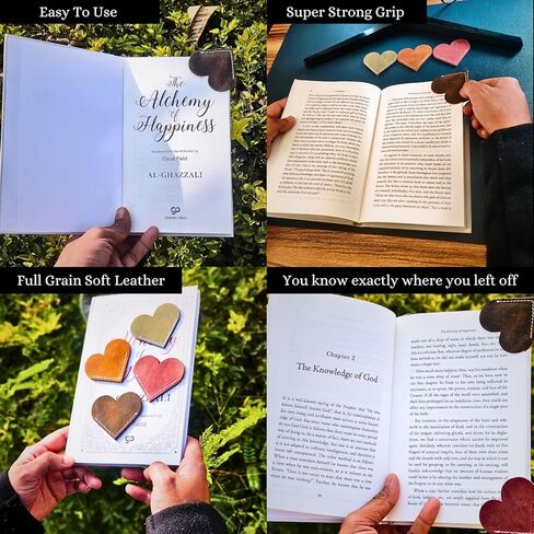 Genuine Leather Heart Bookmarks,4pcs Set Real leatehr Cute Corner Page Book Marks for Kids Women Book Accessories for Reading Lovers Teacher Handmade Gifts for School Office Home Supplies in Saudi Arabia