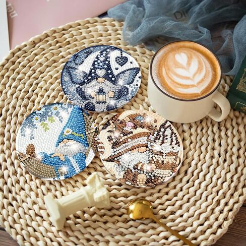8 PCS Diamond Painting Coasters ، Donuts Diamond Art Coasters مع حامل ، مجموعة أدوات Diamond Art Coasters للهدايا ومنزل المكاتب in Kuwait