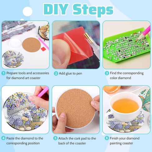 8 PCS Diamond Painting Coasters ، Donuts Diamond Art Coasters مع حامل ، مجموعة أدوات Diamond Art Coasters للهدايا ومنزل المكاتب in Kuwait
