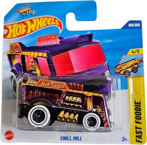 Hot Wheels Chill Mill Fast Foodie Die-Cast ، 160/250 ، Purple and Red ، Hunt Treasure بحالة واقية in Saudi Arabia