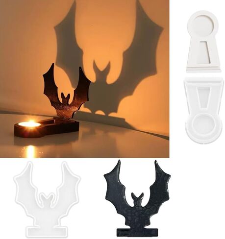 5Pcs Casting Shadow Candle Holder Resin Molds Silicone, Halloween Pumpkin Scarecrow Ghost Bat Shadow Resin Tealight Candle Holder Mold, Epoxy Molds for DIY Silicone Casting Mould Home Décor in Kuwait