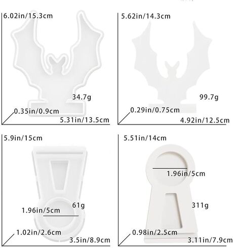 5Pcs Casting Shadow Candle Holder Resin Molds Silicone, Halloween Pumpkin Scarecrow Ghost Bat Shadow Resin Tealight Candle Holder Mold, Epoxy Molds for DIY Silicone Casting Mould Home Décor in Kuwait