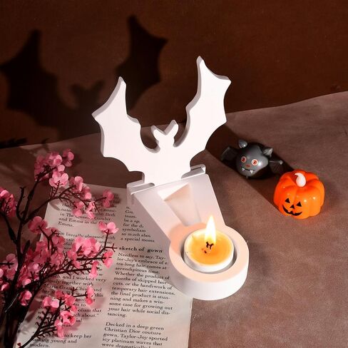 5Pcs Casting Shadow Candle Holder Resin Molds Silicone, Halloween Pumpkin Scarecrow Ghost Bat Shadow Resin Tealight Candle Holder Mold, Epoxy Molds for DIY Silicone Casting Mould Home Décor in Kuwait