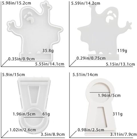 5Pcs Casting Shadow Candle Holder Resin Molds Silicone, Halloween Pumpkin Scarecrow Ghost Bat Shadow Resin Tealight Candle Holder Mold, Epoxy Molds for DIY Silicone Casting Mould Home Décor in Kuwait