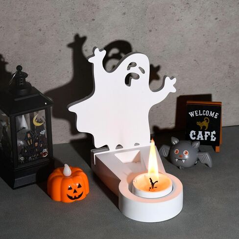 5Pcs Casting Shadow Candle Holder Resin Molds Silicone, Halloween Pumpkin Scarecrow Ghost Bat Shadow Resin Tealight Candle Holder Mold, Epoxy Molds for DIY Silicone Casting Mould Home Décor in Kuwait