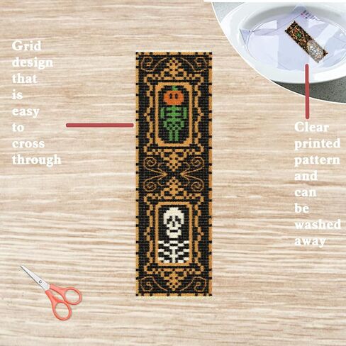 FreeBloss 6 Set Halloween Cross Stitch Stitch Kit Gothic Cross Cross Stitch Kit مجموعة كاملة من التطريز مع تعليمات للبالغين ، موضوع هالوين 11CT 8 "x 2.4" in Saudi Arabia