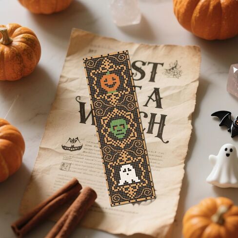 FreeBloss 6 Set Halloween Cross Stitch Stitch Kit Gothic Cross Cross Stitch Kit مجموعة كاملة من التطريز مع تعليمات للبالغين ، موضوع هالوين 11CT 8 "x 2.4" in Saudi Arabia