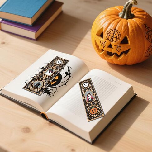 FreeBloss 6 Set Halloween Cross Stitch Stitch Kit Gothic Cross Cross Stitch Kit مجموعة كاملة من التطريز مع تعليمات للبالغين ، موضوع هالوين 11CT 8 "x 2.4" in Saudi Arabia