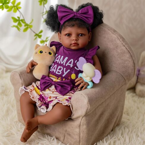 Babeside Reborn Baby Baby Dolls Black Girl - 20 بوصة دمية طفل واقعية مع شعر مجعد ، جسم ناعم الحياة الحقيقية للطفل دمى مع إكسسوارات كاملة للأطفال العمر 3 4 5 6 7 8 9 in Saudi Arabia