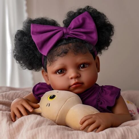 Babeside Reborn Baby Baby Dolls Black Girl - 20 بوصة دمية طفل واقعية مع شعر مجعد ، جسم ناعم الحياة الحقيقية للطفل دمى مع إكسسوارات كاملة للأطفال العمر 3 4 5 6 7 8 9 in Saudi Arabia