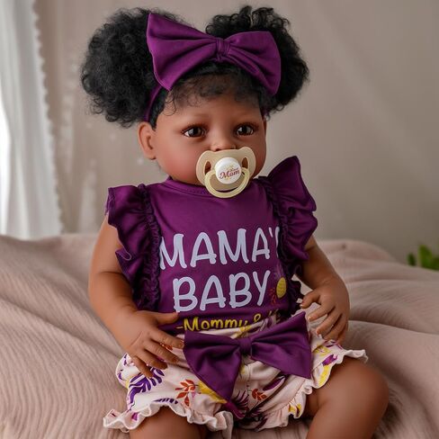Babeside Reborn Baby Baby Dolls Black Girl - 20 بوصة دمية طفل واقعية مع شعر مجعد ، جسم ناعم الحياة الحقيقية للطفل دمى مع إكسسوارات كاملة للأطفال العمر 3 4 5 6 7 8 9 in Saudi Arabia