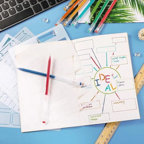24 Pieces Journal Stencil Set Plastic Planner Bullet Journaling Stencils Ultimate Productivity DIY Templates to Create Calendars Schedule for A5 Journal Scrapbooking Notebook(Classic Style) in Kuwait