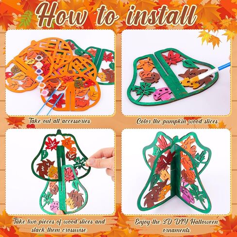 Geelin 60 Pcs Fall Crafts Pumpkin 7.9 Inch Large 3D Wooden Pumpkins Cutouts Unfinished Wood Slices to Paint Table Centerpieces Decorations for Thanksgiving Harvest Craft DIY Tiered Tray Decor in Saudi Arabia