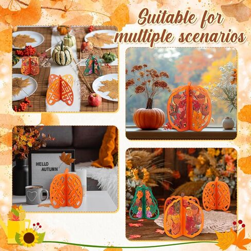 Geelin 60 Pcs Fall Crafts Pumpkin 7.9 Inch Large 3D Wooden Pumpkins Cutouts Unfinished Wood Slices to Paint Table Centerpieces Decorations for Thanksgiving Harvest Craft DIY Tiered Tray Decor in Saudi Arabia