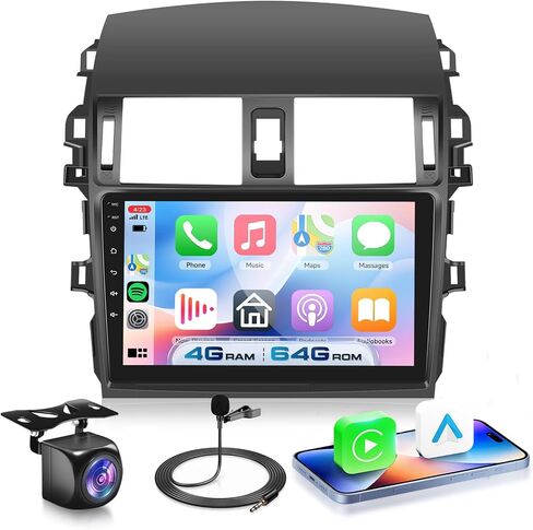 [8 CORE 2G+64G] Car Radio for Toyota Corolla 2009-2013 with Wireless Apple Carplay/Android Auto, 9 Inch Android 13 IPS Touch Screen Car Stereo, Bluetooth, GPS Navi, WiFi, SWC, DSP + Backup Camera in Kuwait