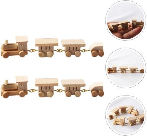 Toyvian Wooden Christmas Train 2pcs Christmas Train Decoration Miniature Set for s Village Miniature Topper s Ornaments s Tabletop Decoration in Saudi Arabia