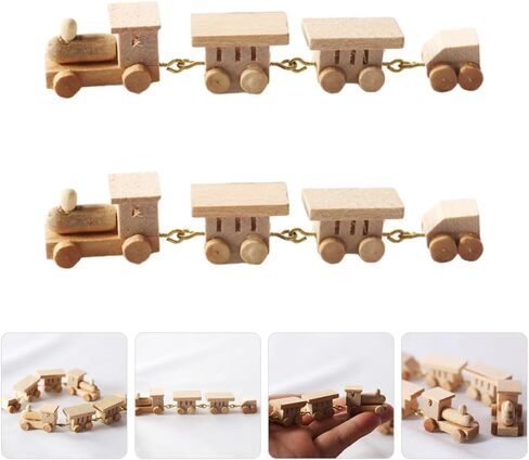 Toyvian Wooden Christmas Train 2pcs Christmas Train Decoration Miniature Set for s Village Miniature Topper s Ornaments s Tabletop Decoration in Saudi Arabia