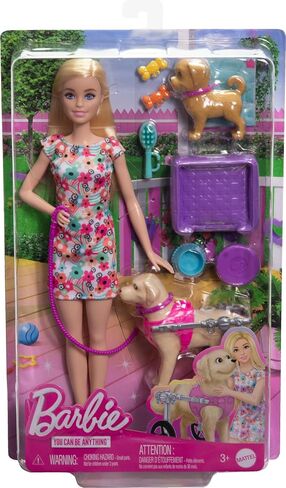 Barbie Doll with 2 Toy Dogs & Pet Accessories, 1 Pup in a Removable Wheelchair with Rolling Wheels, 10+ Piece Set in Saudi Arabia