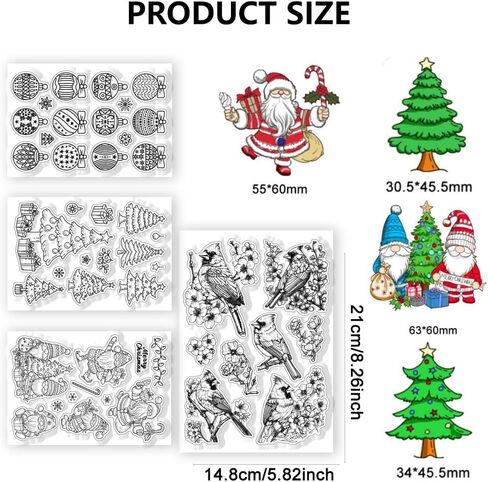 chgcraft 4 sheet 4 style element element element clear clear gnomes stamps tramparent cardinals silicone clear clear seals for carding make diy scrapbooking photo decoration ، 8.26x5.82 inch in Saudi Arabia