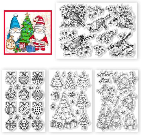 chgcraft 4 sheet 4 style element element element clear clear gnomes stamps tramparent cardinals silicone clear clear seals for carding make diy scrapbooking photo decoration ، 8.26x5.82 inch in Saudi Arabia