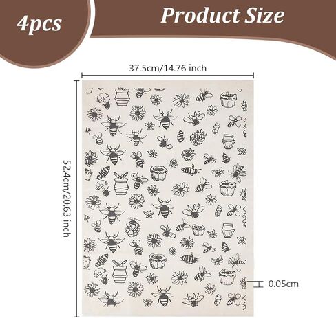 OLYCRAFT 4Pcs Ceramic Decals Bees Porcelain Clay Transfer Paper 20x15 Inch Underglaze Transfers Tile Decals Pottery Underglaze Flower Paper for Pottery Enamel Decal Waterslide Decal - 0.5mm Thick in Saudi Arabia