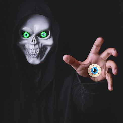 ShinyRelief 30 Pcs Halloween Eyeball Bouncy Balls 32mm Glow in the Dark Eyeball Glowing Bouncing Balls for Halloween Party Favors Goodie Bag Fillers Trick or Treat Game (Multicolor) in Kuwait
