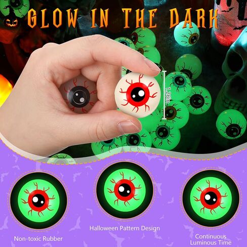 ShinyRelief 30 Pcs Halloween Eyeball Bouncy Balls 32mm Glow in the Dark Eyeball Glowing Bouncing Balls for Halloween Party Favors Goodie Bag Fillers Trick or Treat Game (Multicolor) in Kuwait