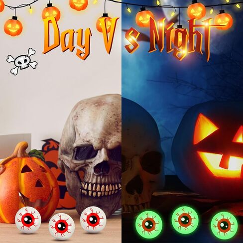 ShinyRelief 30 Pcs Halloween Eyeball Bouncy Balls 32mm Glow in the Dark Eyeball Glowing Bouncing Balls for Halloween Party Favors Goodie Bag Fillers Trick or Treat Game (Multicolor) in Kuwait