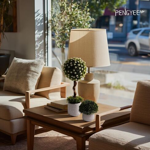 3Pcs Fake Plants 14.57 Inch, Artificial Boxwood Topiary Ball Tree in Cement Planter, Artificial Plants Indoor for Home Bathroom Bedroom Kitchen Office Room Decor in Kuwait