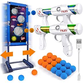 Gun Toy Gift for Boys Age of 4 5 6 7 8 9 10 10+ Years Old Kids Girls for Birthday with Moving Shooting Target 2 Blaster Gun and 18 Foam Balls Compatible with Nerf Guns (Dinosaur) in Saudi Arabia