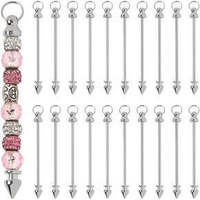 20 Pcs Beadable Keychain Bar for Beads Bulk Metal Keychain Making Supplies Silver in Saudi Arabia