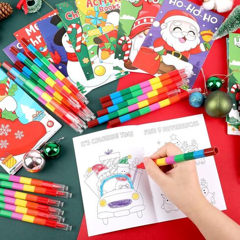 Benlouis 24 Fall Mini Activity Books with 24 Crayons for Kids Ages 4-8-16 Autumn Party Party Favors Bulk مختلف لعبة الدماغ لأنشطة سفر في الفصول in Saudi Arabia