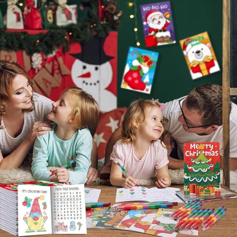 Benlouis 24 Fall Mini Activity Books with 24 Crayons for Kids Ages 4-8-16 Autumn Party Party Favors Bulk مختلف لعبة الدماغ لأنشطة سفر في الفصول in Saudi Arabia