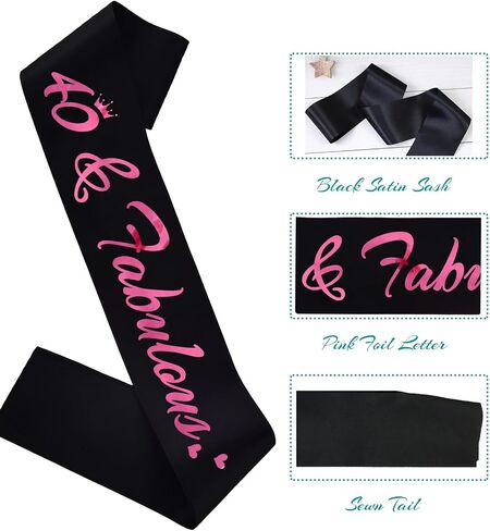40 & Fabulous Birthday Sash ، 40 Homts Advict the Women for Women ، Funny 40th Party Party Compiles ، Black+ Pink (40 & Fabulous) in Kuwait