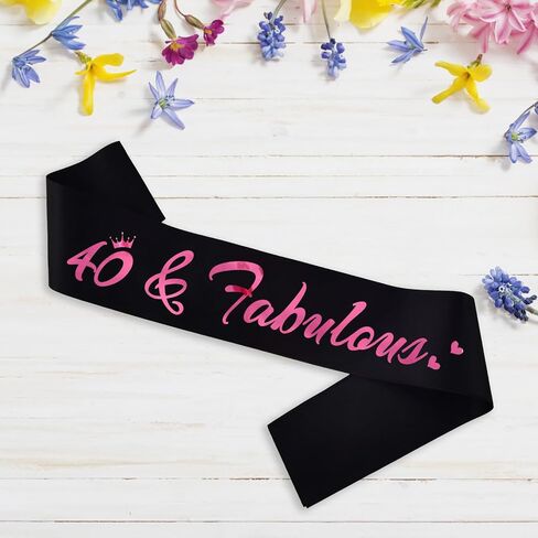 40 & Fabulous Birthday Sash ، 40 Homts Advict the Women for Women ، Funny 40th Party Party Compiles ، Black+ Pink (40 & Fabulous) in Kuwait