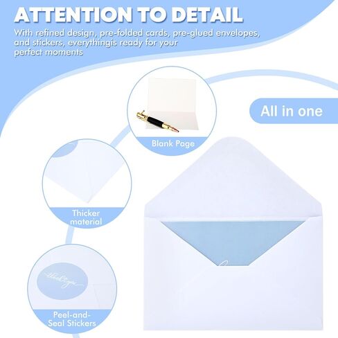 Supervitae 30 Pack Thank You Cards مع الأظرف والملصقات 3.5 × 5 بوصات فارغة شكرًا لك على بطاقة Kraft Onvesults لحفلات الزفاف التجارية هدية Bridal Gift Baby (Blue Blue) in Kuwait