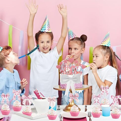 20pcs الكعكة القوس كبيرة القوس القوس للفتيات القوس القوس ديكورات كعكة عيد ميلاد ، القوس تحت عنوان كب كيك توببر ديكورات للفتيات الأميرة استحمام الطفل (الوردي) in Kuwait