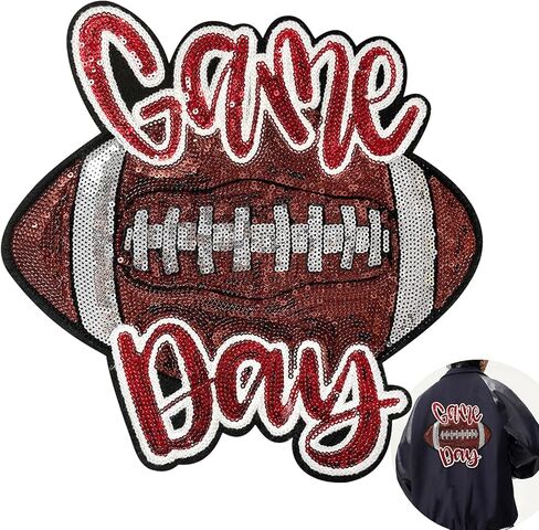 CY Iron On Sequin Patches Game Day Rugby Football Embroidered Sew On Applique Large DIY Accessories Fashion Decoration Trendy Patches for Repairing Clothes Bags Jeackets Backpacks in Saudi Arabia