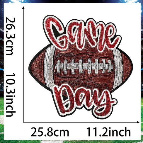 CY Iron On Sequin Patches Game Day Rugby Football Embroidered Sew On Applique Large DIY Accessories Fashion Decoration Trendy Patches for Repairing Clothes Bags Jeackets Backpacks in Saudi Arabia