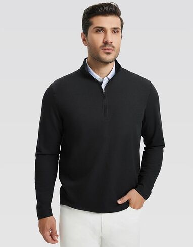 بلوفر روان بسحاب ربعي للرجال أداء جاف مناسب رياضي غير رسمي للجولف برقبة وهمية وأكمام طويلة بلوفر بنصف سحاب in Kuwait