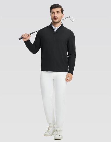 بلوفر روان بسحاب ربعي للرجال أداء جاف مناسب رياضي غير رسمي للجولف برقبة وهمية وأكمام طويلة بلوفر بنصف سحاب in Kuwait